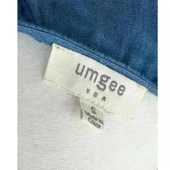 Umgee Women's Floral Embroidered Keyhole Bell Sleeve Blue Mini Dress Bohemian SM - Picture 5 of 5